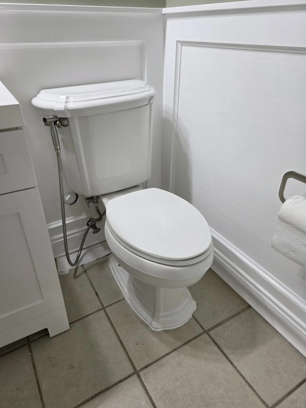 Bathroom renovation — wall trim & finish