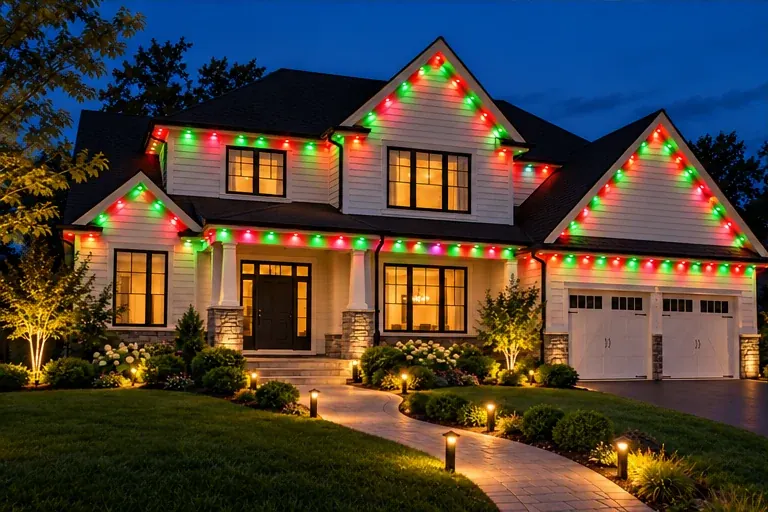 Christmas permanent roofline lighting design