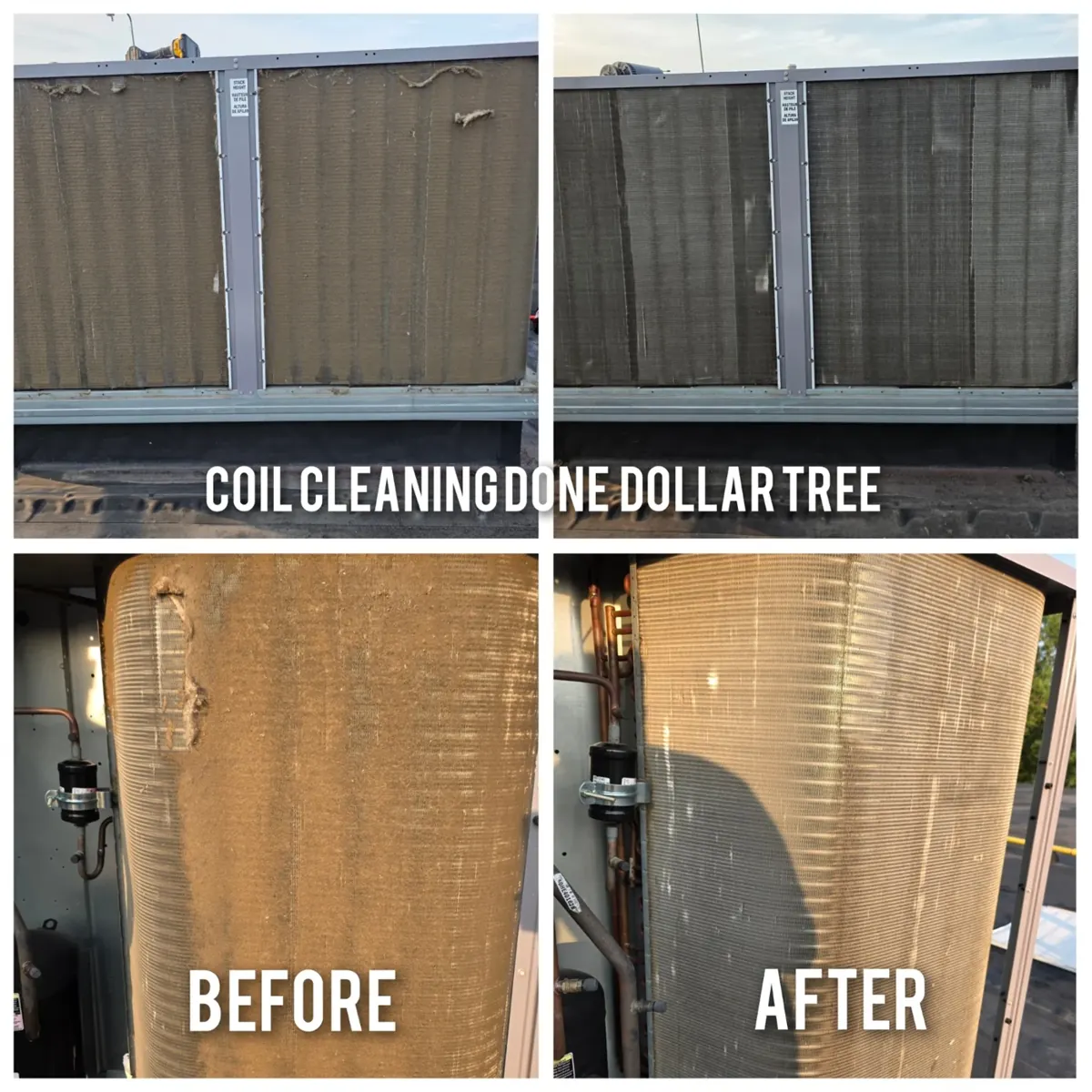 Commercial coil cleaning, actual before and after photos