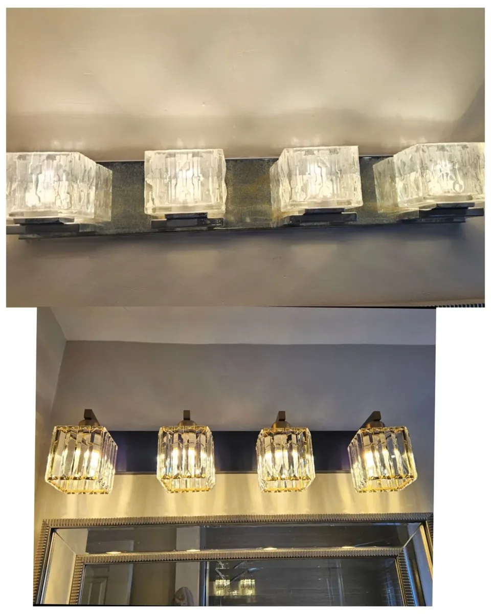 Vanity lighting refresh, actual before and after photos